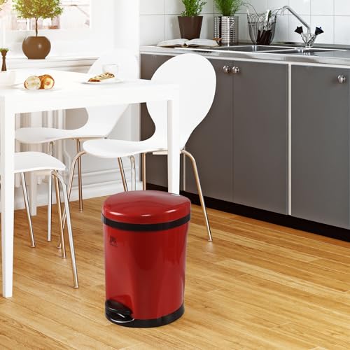 Caneca de basura redonda pequeña con pedal 2.6 gal, roja miniatura 4