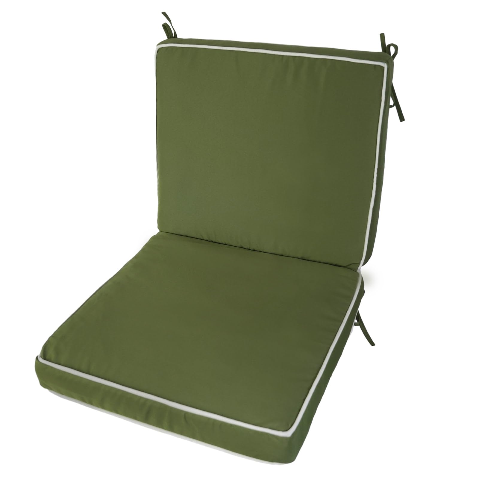 Outdoor Dining Chair Cushion ?Outdoor 1 Piece Square Corner Chair Cushion with Ties, Deep Seat, Weather, and Fade Resistant,Green