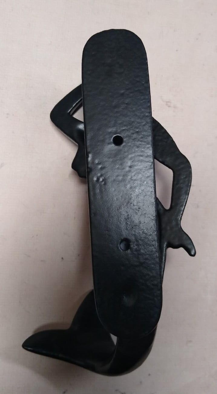 Vintage Beach House Ocean Entry Door Knocker Cast Iron Large Mermaid Black