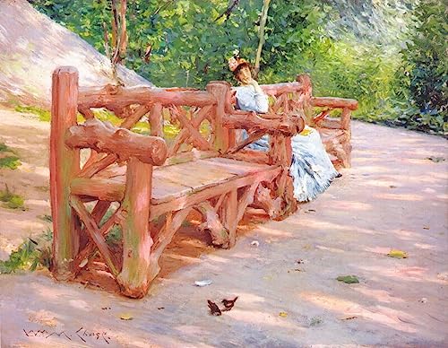 Peinture sur Toile Nordique d'un Banc de Parc 60x90cm de Style Impressionniste pour la Chambre