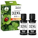 32XL Ink Bottle Black for HP 32XL Black Ink Bottle Works with HP Smart Tank 7602 5101 6001 7001 5000 7301 7302 7601 6002 5103 5102 Plus 651 551 755 757 455 457 450, 1VV24AN（2-Pack, 165ML）