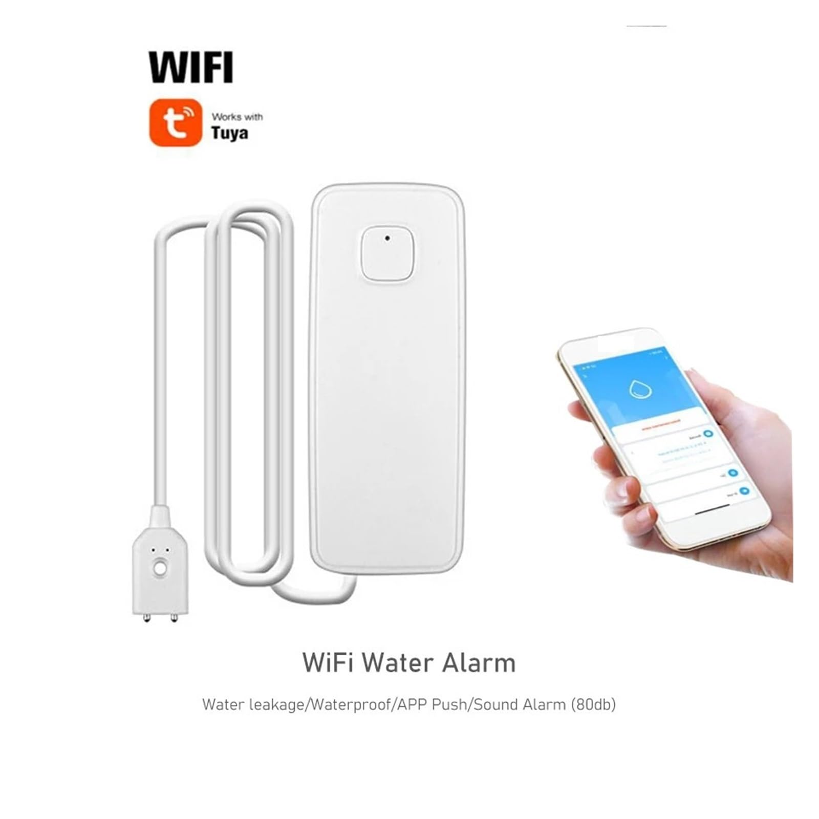 Tuya WiFi Sensor De Fugas De Agua Detector De Fugas De Agua O De Alarma De Seguridad De Desbordamiento De Alerta De Inundación(B WiFi Water Sensor)