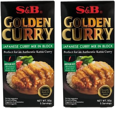 S&B Curry Japonés, Pastillas de Curry Spice, Sazonador Picante, Sabor Picante Medio, Condimento ideal para tus Recetas, 92 g (Paquete de 2)