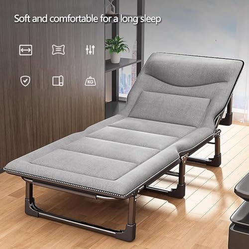 Lit de camp pliant robuste bleu avec matelas confortable et dossier réglable - 5