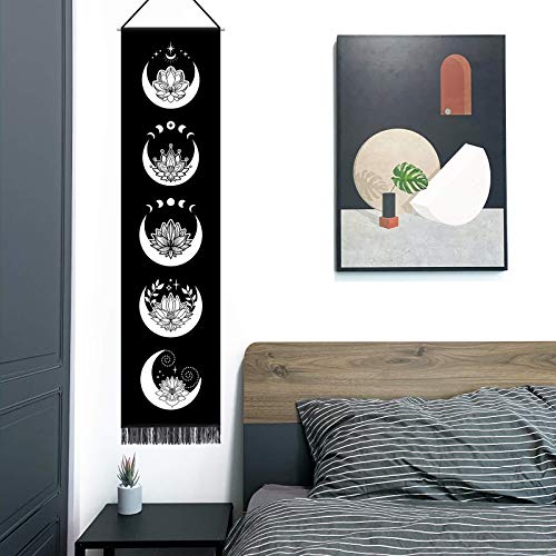 Floral Moon Phase Tapestry Moon Phase Wall Decor Set Of Crescent Moon Tapestry Decorations For Bedroom Celestial Tapestry Lotus Flower Tapestry Home Decor Floral Wall Hanging Living Room Decor #TOP1
