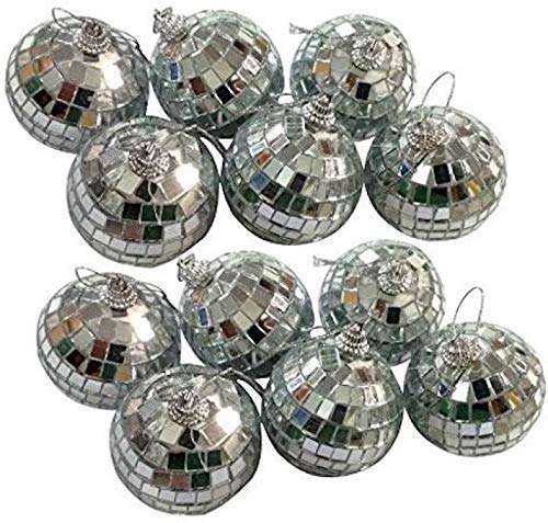KARTIK 12 Pcs Disco Ball for X mas Christmas Tree Decoration and Home Decor in Silver Colour.-picture-23