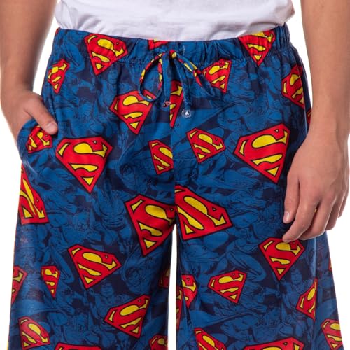 DC Comics Superman Pajama Shorts Men's S Logo All Over Print Lounge PJ Bottoms3