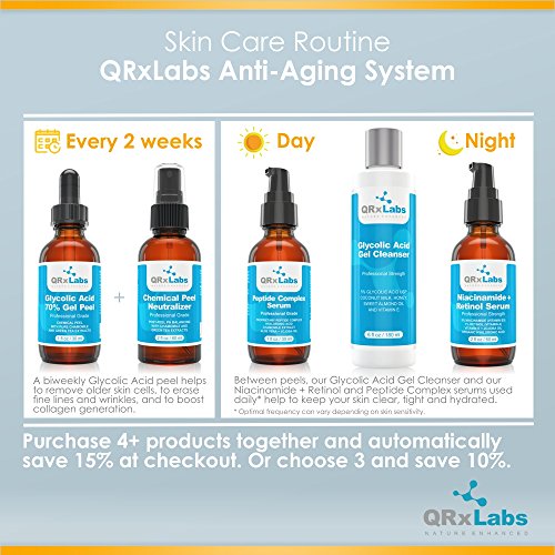 Glycolic Acid 70% Gel Peel With Chamomile And Green Tea Extracts - Professional Grade Chemical Face Peel For Acne Scars, Collagen Boost, Wrinkles, Fine Lines - Alpha Hydroxy Acid - 1 Bottle Of 1 Fl Oz #TOP1