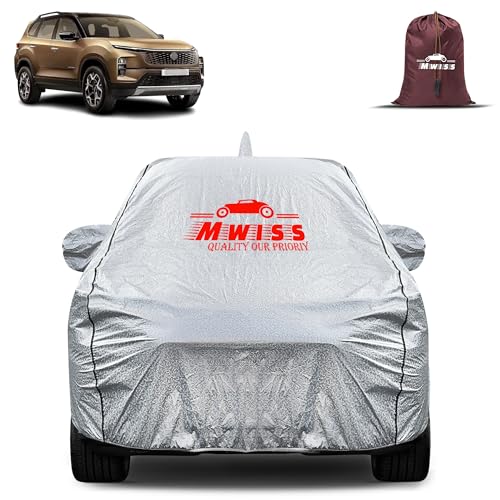 Image of Waterproof Car Body Cover for Tata Safari | Mirror & Antenna Pocket Anti-Scratch with Soft Cotton Inner Lining Triple Stitched Protection| Heat Resistant | Rain Protection (Silver)