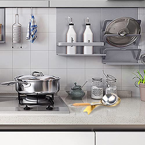 Image of VanlonPro Stainless Steel Spoon Rest, Spatula Ladle Holder, Stainless Steel Utensil Spoon Rest Holder, Brushed Finish, Dishwasher Safe 9.8 x 3.7 Inch (Gold Fish Tail 1PC)