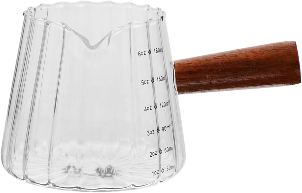 BinaryABC Glass Creamer Pitcher,Tea Pitcher Coffee Milk Creamer Frothing Pitcher Creamer Jug,Espresso Shot Glass,Baking Measuring Cup,180ML