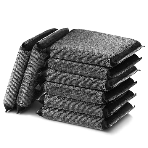 Draht Spülschwamm Topfreiniger, 8 Stück Küchenschwamm Stahlschwamm Multipurpose Wire Dishwashing Rags Zweiseitig Wiederverwendbar Küche Kratzfest Schwämme Waschbar (Schwarz)