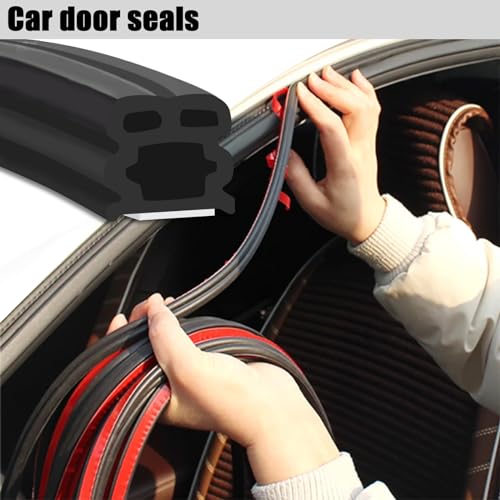 Hirificing Car Door Seal Strip Weather Stripping, 32.8Ft Automotive Thickened Rubber Seal Trim for Windows Door/Hood/Trunk, Universal Soundproof Stripping Accessories for Most Car,Truck,SUV (32.8Ft)