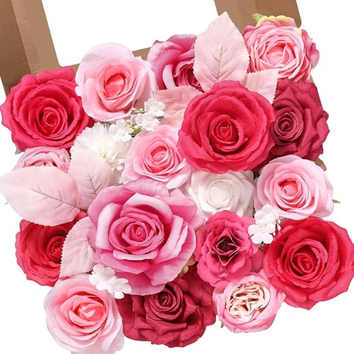 Alecono Artificial Flowers, Hot Pink Fake Flowers Combo Box with