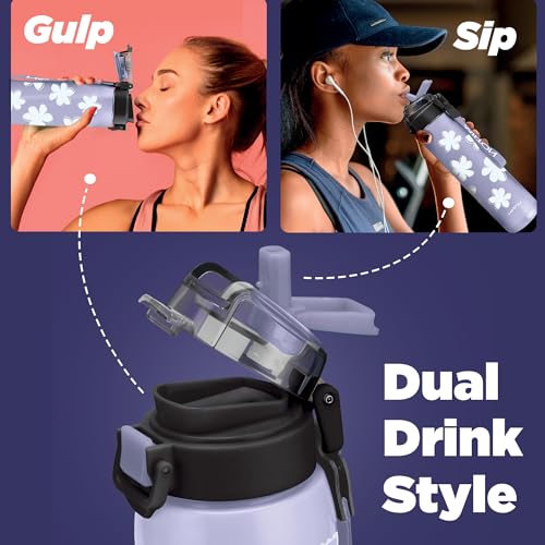Image of Milton Steel Edge 900 Thermoware Water Bottle 600 ml with One Touch Safety Lock & Twin Lid Sip or Gulp,Long Hours Hot & Cold,Leak Proof,ISI Certified,Vacuum Insulated,for Office,Gym,School, Lavender