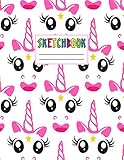  Sketchbook: Cute Unicorn Kawaii Sketch Book for Girls, Kids, Teens, Women (Perfect for Sketching, Drawing, Doodling, Journal, Note Pad, Birthday Party Favors)