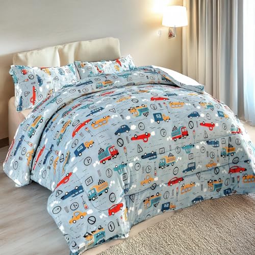 DH DREAMER HOME Edredón Borrego para Invierno Infantil 180x240cm de Cama 90/105 con 1 Funda Almohada - Edredón Sherpa Extra Suave, Cálido, Gruesa - Coche