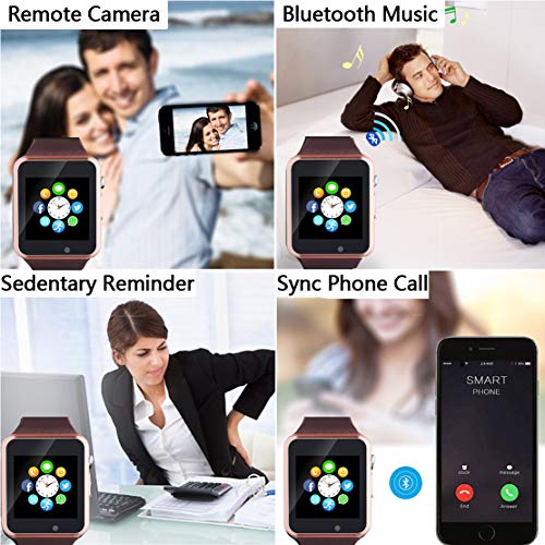 Smart Watch, Smartwatch Compatible with Android Samsung and iPhone(Partial Functions) with TF SIM Card Slot Text Call Reminder Camera Music Player Pedometer for Men Women