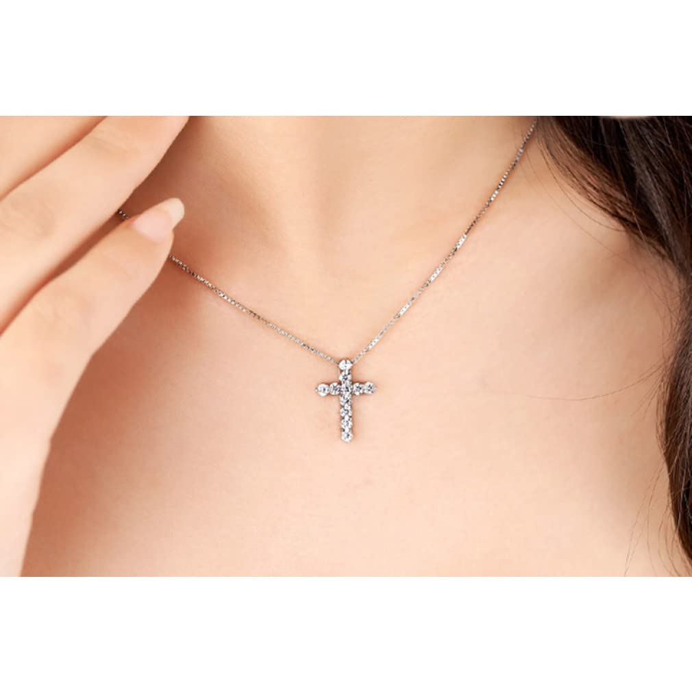Collar de Plata S925 para Mujer, Colgante de circón, Colgante Cruzado y Collar, joyería para Hombres y Mujeres