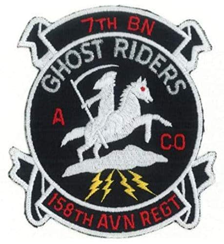 Squadron Nostalgia LLC A Co 7/158th Aviation Regiment Ghost Riders Patch – Plastic Backing