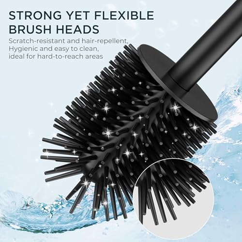 Image of FORIOUS Stainless Steel Toilet Bowl Brush Scrubber and Holder Set Medium