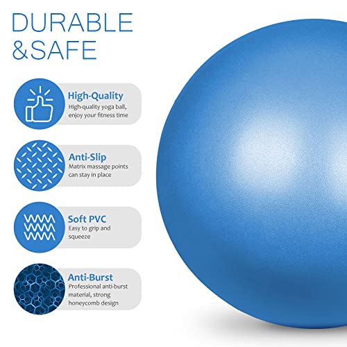 flintronic Gymnastikball Kleiner Pilates-Ball, 25cm Soft Yoga Ball, mit aufblasbarem Strohhalm, Anti-Burst-Übungsball für Yoga, Pilates, Balance, Physiotherapie, Stretching und Core-Fitness