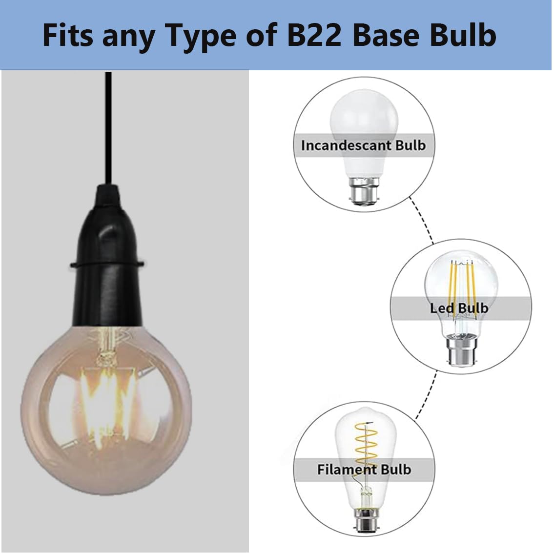B22 Bajonett-Lampenfassung Mit Schalter – 1,5 M Kabel, UK-Stecker, Schwarz, Aus Phenolharz