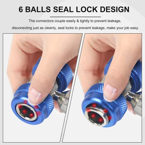 Adapter R134A Air Conditioning Adjustable Quick Coupler Adapters High Low Ac Freon Manifold Gauge Hose Conversion Kit 1/4 Sae Hvac #TOP4