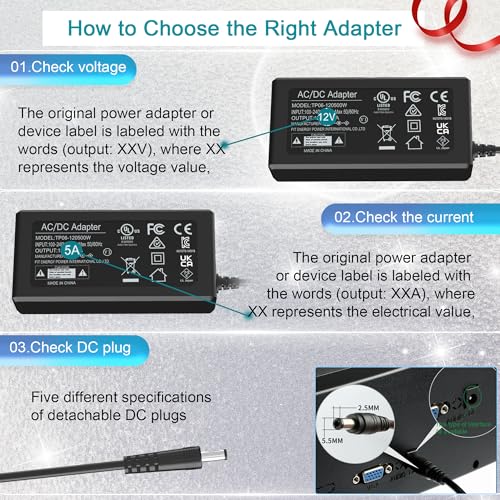 HYCTP AC/DC 12V5A Netzteil Adapter, 60W/65W, Passend Für 3D-Drucker, LCD-Anzeigen, LED-Streifen Lichter, AOC Computerbildschirme, Laptops, HKC Wasserreiniger, Kompatibel mit DC12V 0-5000MA Geräten – Bild 4