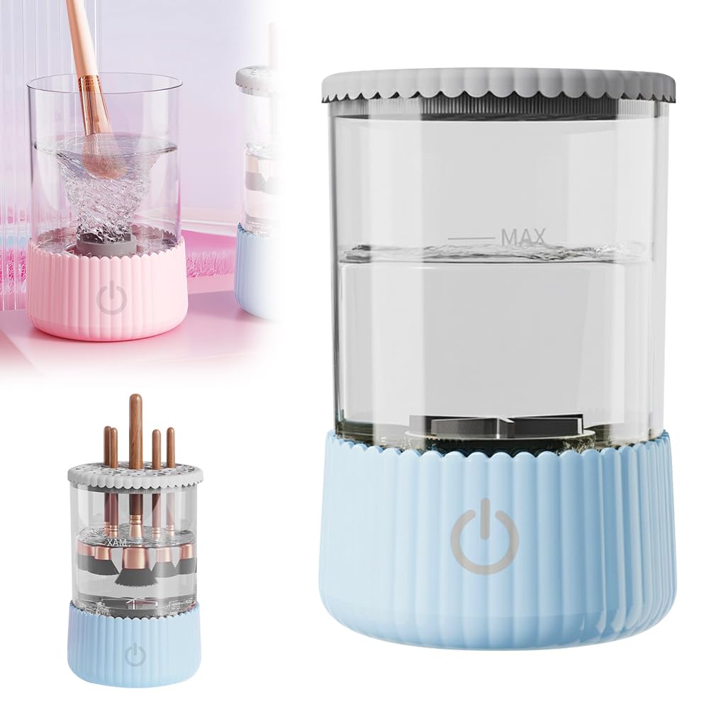 Electric Makeup Brush Cleaner Machine, 2026 Upgraded Portable Automatic Spinning Make Up Brush Washer Makeup Brushes Cleanser for Beauty Makeup Brushes Cleaner, 5.9 × 3.7 inches (Pink)