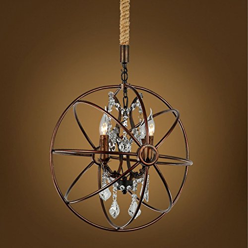 Lustre en fer rustique globe 3 lumières d'exception pour villa et salon