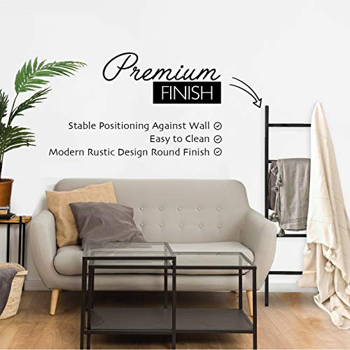 BALIBETOV Premium Pine Wood Decorative Ladder, Blanket Ladder, Towel Ladder Blanket ladders for The Living Room, 5ft Tall Decorative Ladder for Blankets (Black, 5.00)