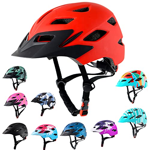 Kids Bike Helmet,Bavilk Kids Boys Girls Bike Helmets with LED Light Detachable Visor Children Youth Teen Multi-Sport for Skating Cycling Scooter Skateboard Adjustable & Lightweight 19.7