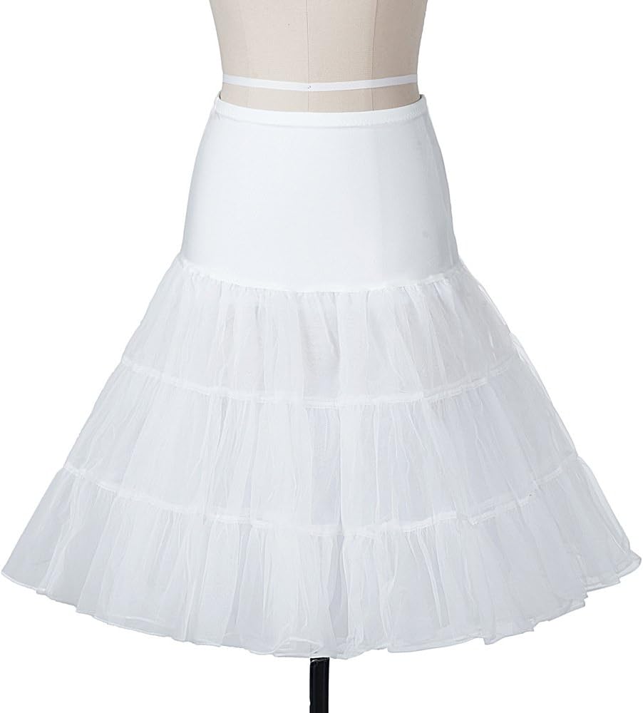VERSILU 1950s Short Tutu Vintage Petticoat Crinoline Underskirt Wedding Dress Skirt Slips, White, Small