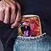 SEBNATAL Fashion Credit Card Holder Wallet for Daily Use, Compact Cool Lion Colorful Fire Art Leather Case Purse with Metal Zipper