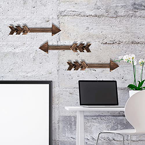 YoleShy Wooden Arrow Wall Decor, 3 Pack Wood Farmhouse Sign for Home Decor (Brown) - Thumbnail 7