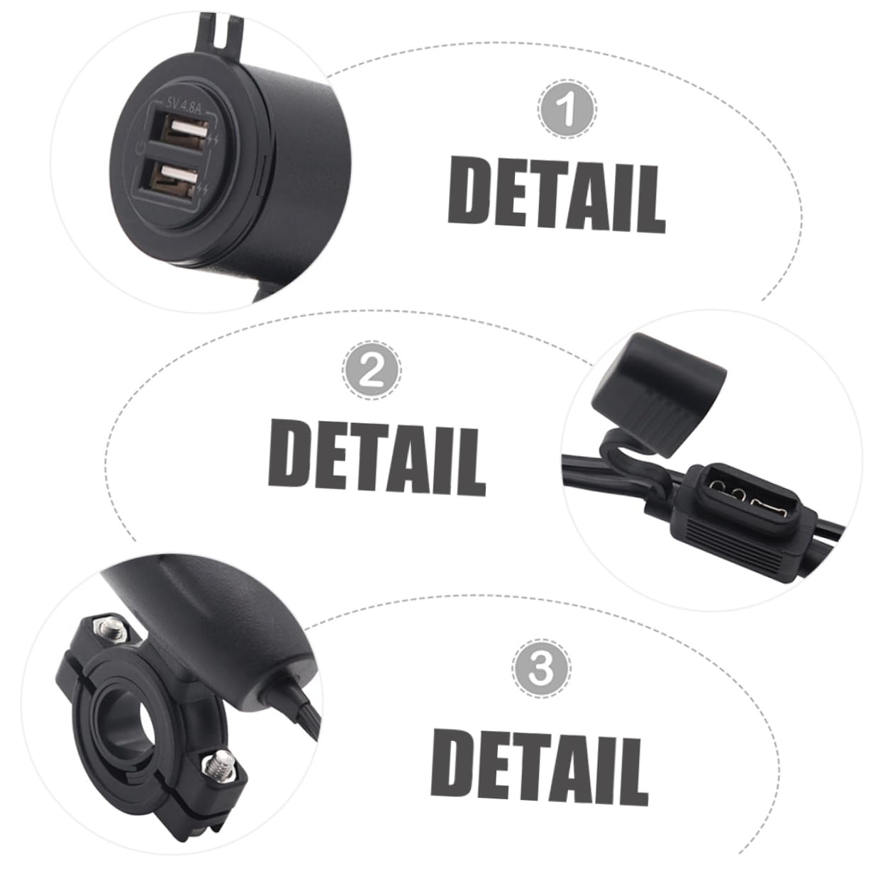 Caricabatterie per 12/ V 4 Adattatore per Caricabatteria da Auto con Doppia Porta Usb Design Resistente All'acqua per Telefoni E Fotocamere