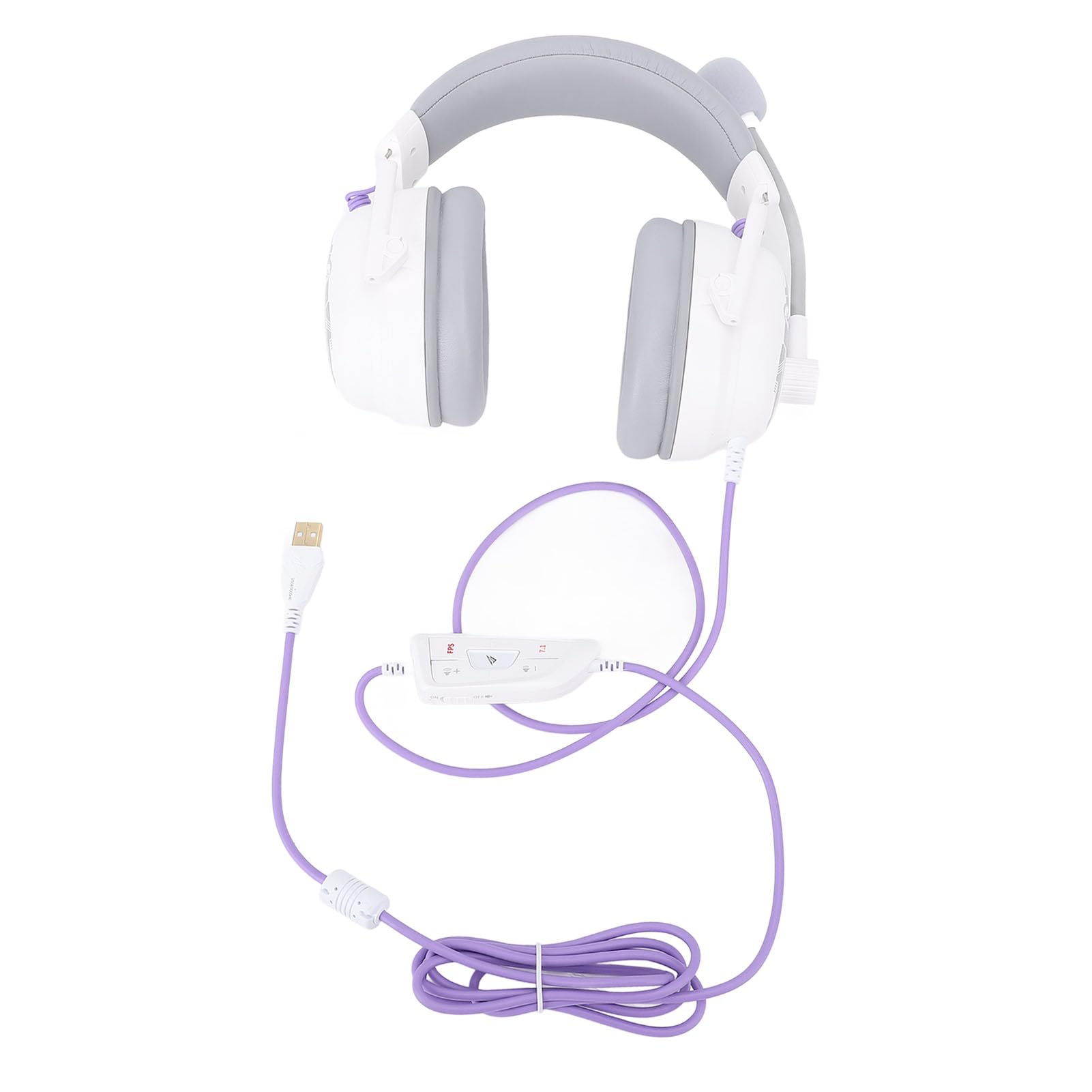 Generic Przewodowy Zestaw Słuchawkowy do Gier USB Lekki Dźwięk Przestrzenny HiFi 7.1 z Mikrofonem z redukcją Szumów dla Graczy ABS/PC (WHITE)