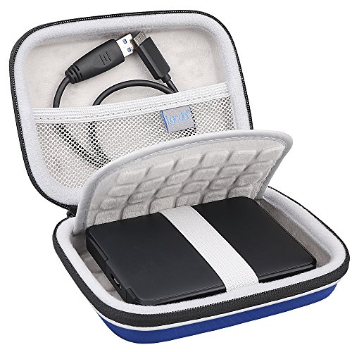 Image of Lacdo EVA Shockproof Carrying Travel Case for Seagate Expansion, Seagate Backup Plus, Toshiba Canvio Basics, Silicon Power 1TB 2TB 4TB 5TB Portable External Hard Drive USB 3.0, Large Size Blue