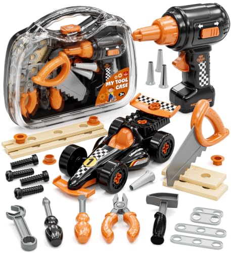 Lehoo Castle Kids Tool Set with Toy Drill & Take Apart Race Car