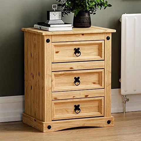 Vida Designs 3 Drawer Distressed Bedside Chest Cover