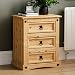 Produktbild Vida Designs - Corona 3 Schubladen Nachttisch, Kiefer, H 60 x W 48 x D 35 cm, Distressed Waxed Solid Pine Tisch, Holz