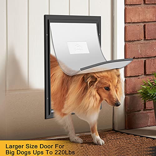 Ownpets Aluminum Dog Door Extra Large Pet Door Inner Frame 23.62" H X 14.17" W Magnetic Flap Heavy Duty Doors For Pets Up To 220 Lbs,Black,For Door,Wall & Screen #TOP6