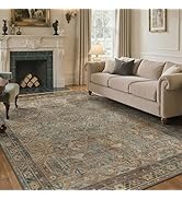 GENIMO 8x10 Area Rugs for Living Room, Machine Washable Non Slip Vintage Rugs, Low Pile Lightweig...