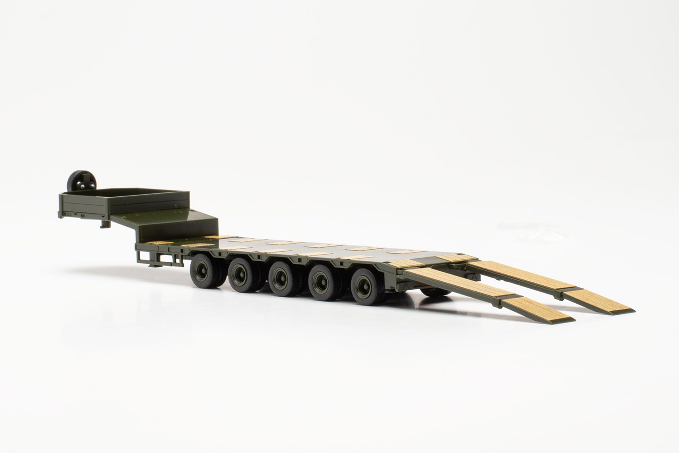 Herpa Modèle de Camion Goldhofer Semitie Semi-remorque avec arrière biseauté et rampes d'accès, 5a, Miniature à l'échelle 1:87, Objet de Collection, fabriqué en Allemagne, Plastique