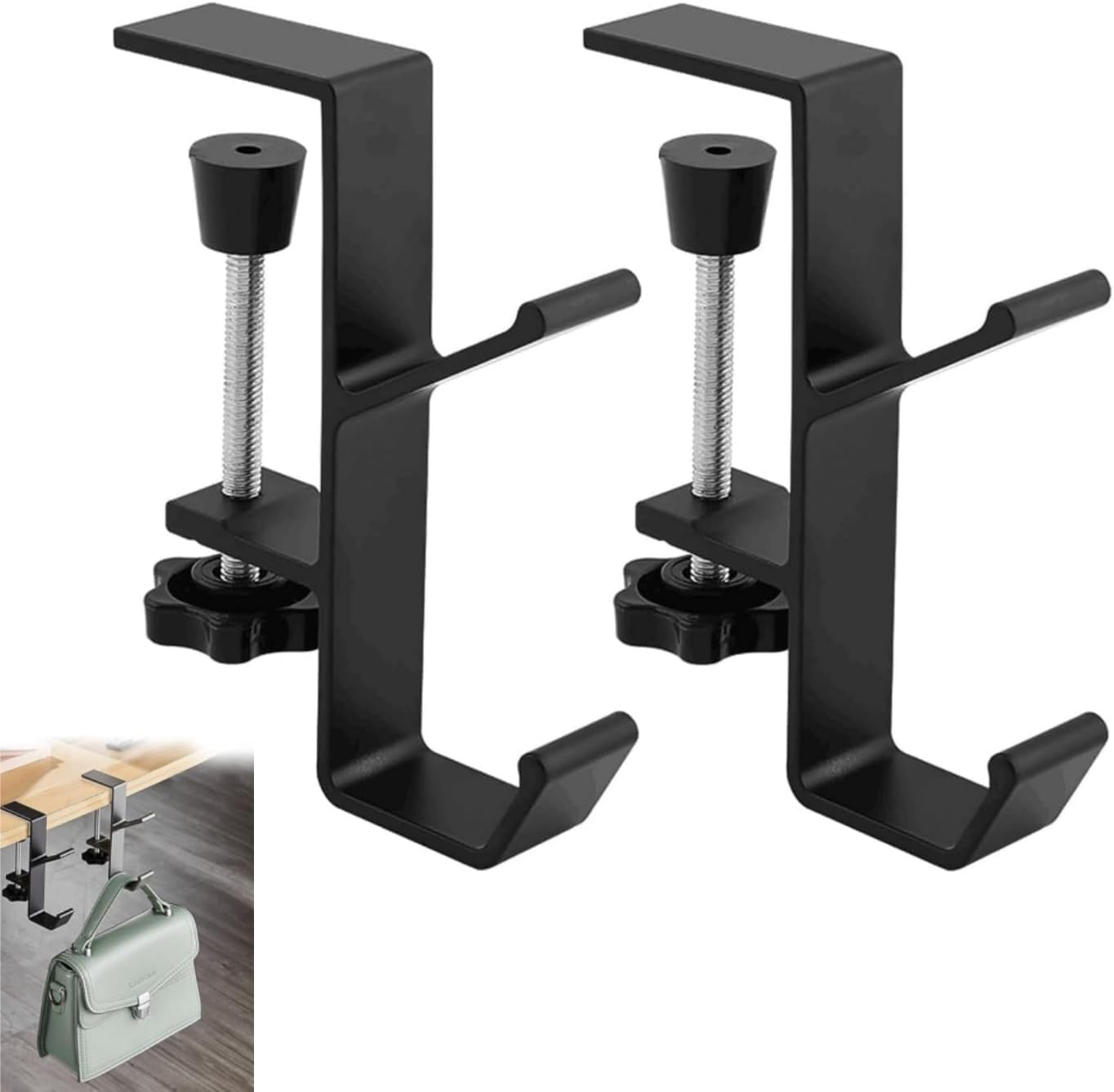 Desk Mount Bag Holder Hook Clamp,On Backpack Hanger Portable Desk Mount Headphones Holder for Reduce Desk Clutter Table Desk Table Hanging Storage (2 Black) Desk Mount Bag Holder Hook Clamp,On Backpack Hanger Portable Desk Mount Headphones Holder for Reduce Desk Clutter Table Desk Table Hanging Storage (2 Black)