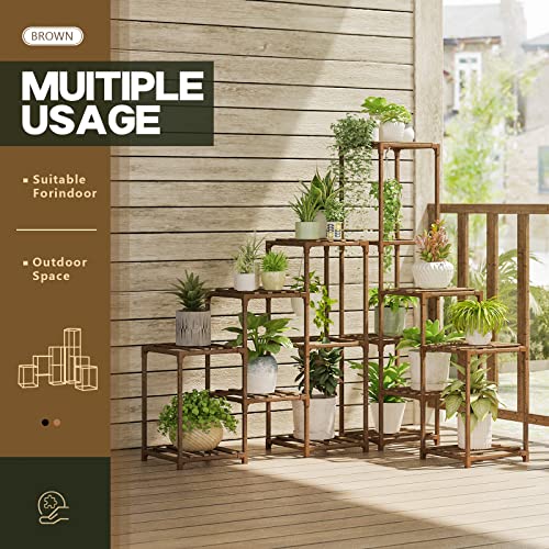 Bamworld Plant Stand Indoor Corner Shelf Outdoor Flower Shelves Wooden Stands Garden Wood Holder Rack For Living Room Lawn Window 03B #TOP1