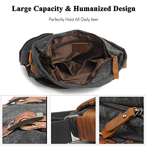 FANDARE Retro Borsa a tracolla Uomo/Donna Business Commuter Crossbody Bag Outdoor Travel Camping Grande Capacità Messenger Bag Traspirante Tela Cachi