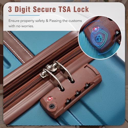 Hardshell Luggage Sets 3 Pieces 20"+24" Luggages and Cosmetic Case Spinner Suitcase with TSA Lock Lightweight,Blue4