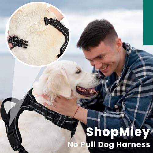ShopMiey Dog Harness No Pull Pet Harness with 2 Leash Clips, Adjustable Soft Padded Pet Vest - Image 2